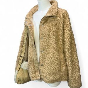 Thread & Supply Camel Teddy Fleece Jacket Sherpa Coat Size L